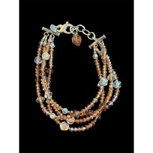 Vtg Swarovski Cognac Crystal Multi Strand Bracelet Sterling Silver Emily Ray
